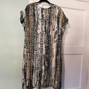 Kenneth Cole Cap Sleeve Multicolor Shift Dress 2X